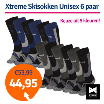 Dagaanbieding Xtreme Skisokken Unisex 6-pack - keuze uit 5 kleuren
