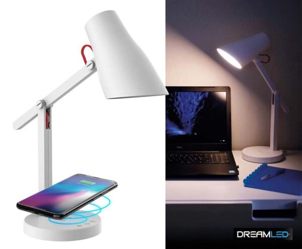 Dreamled Dimbare Bureaulamp 3 Lichtstanden - Met Draadloze Oplader Voor Sma ...