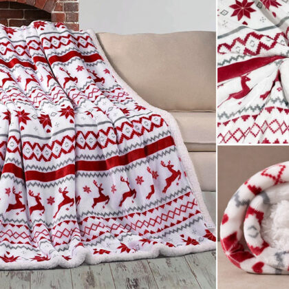 Kerst fleece deken in de aanbieding
