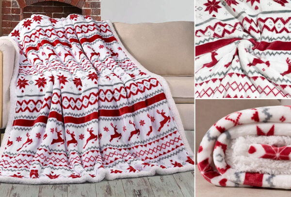 Kerst fleece deken in de aanbieding