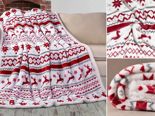 Kerst fleece deken in de aanbieding