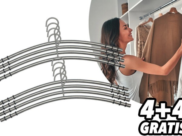 Rvs kledinghangers set van 4 + 4 gratis!