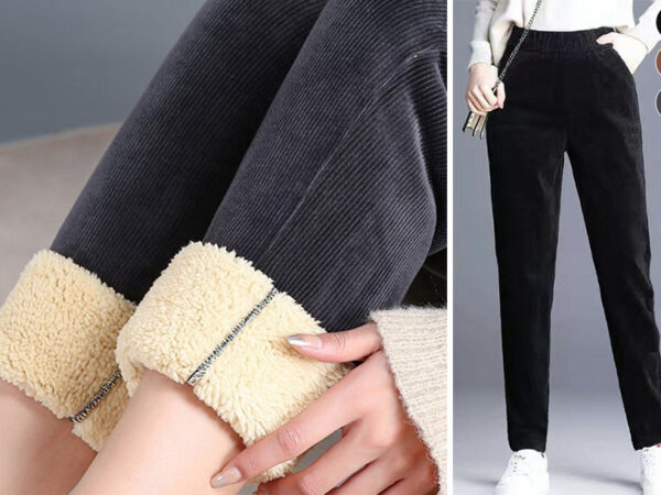 Fleece broek van ribfluweel
