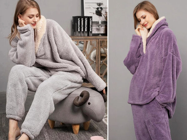 Fleece huispak voor dames met korting
