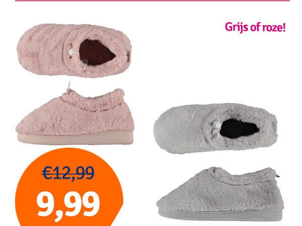 Dagaanbieding Apollo Dames Pantoffels Imitatiebont (Roze of Grijs)
