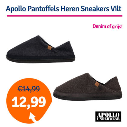 Dagaanbieding Apollo Heren Pantoffels Sneakers Vilt (Denim of Grijs)