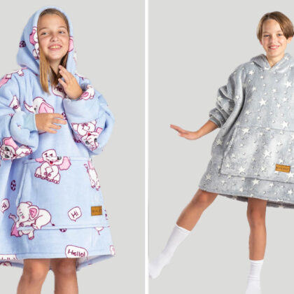 Kids fleece hoodie deken in de sale