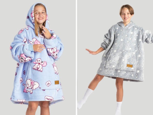 Kids fleece hoodie deken in de sale