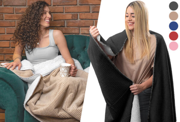 Teddy fleece deken nu in de aanbieding