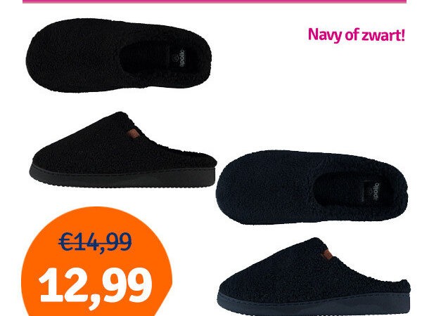 Dagaanbieding Apollo Heren Pantoffels Teddy Wol (Zwart of Navy)