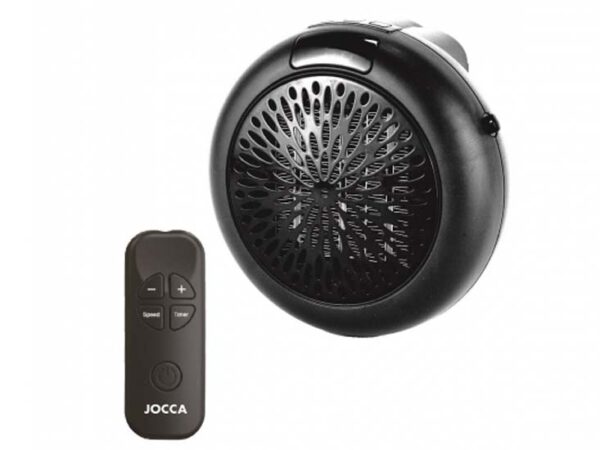 Jocca Mini Plug stekker heater - met afstandsbediening - 14 x 14 cm - Zwart