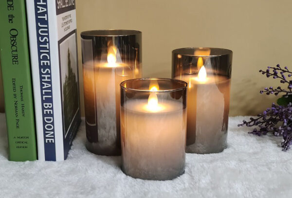 3-pack led-kaarsen in rookglas