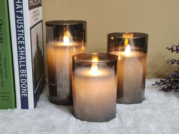 3-pack led-kaarsen in rookglas