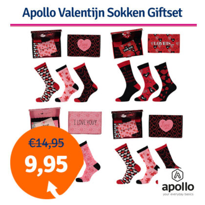 Dagaanbieding Apollo Valentijn Sokken Giftset - Dames of Heren