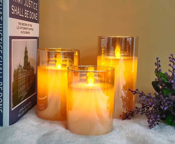 3-Pack Smoked Glass Elektrische Kaarsen - Verkrijgbaar In 2 Kleuren! ...