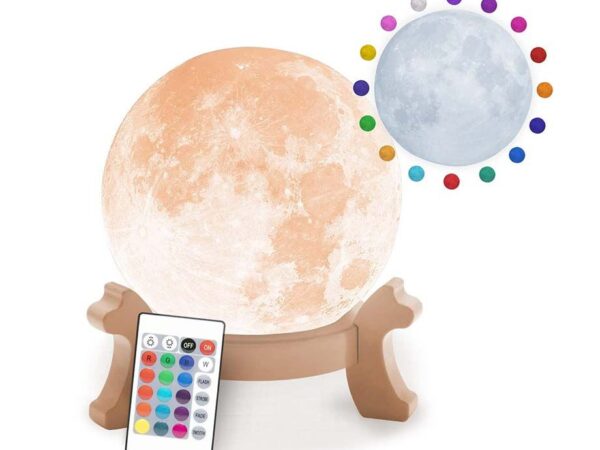Oplaadbare Full Moon 3D Maan Lamp - Dimbaar Met 16 Kleuren! ...