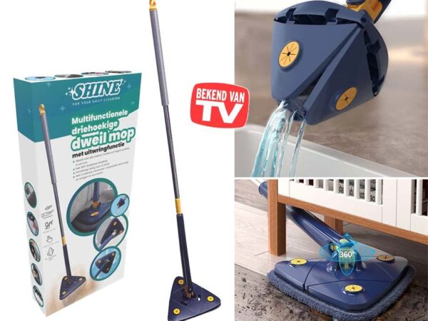 Shine Telescopische Triangle Mop - Met Handige Uitwringfunctie! ...