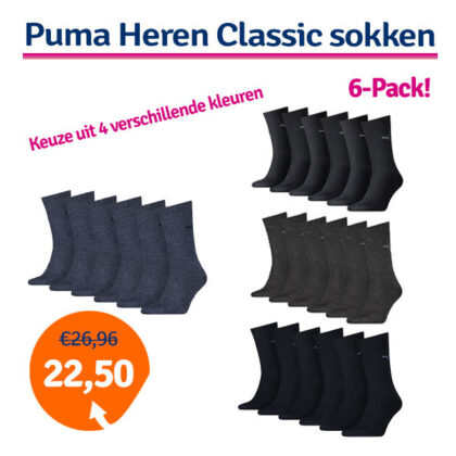 Dagaanbieding Puma Sokken Heren Classic 6-pack