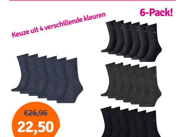 Dagaanbieding Puma Sokken Heren Classic 6-pack