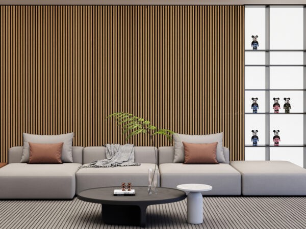 Houten panelen muur in de sale