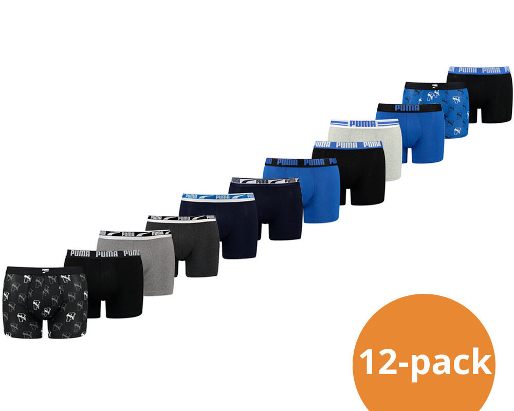 Puma Boxershorts Voordeelpakket 12-pack Black / Grey / Blue