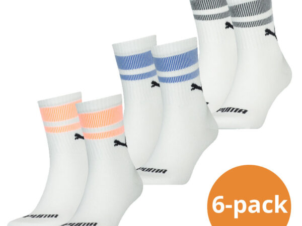 Puma Sokken Short Crew New Heritage 6-pack Wit / Oranje / Blauw / Zwart