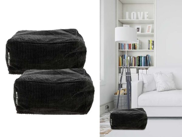 Sit & Joy Zitkussen Ribstof Zwart - Vandaag 1+1 GRATIS! ...
