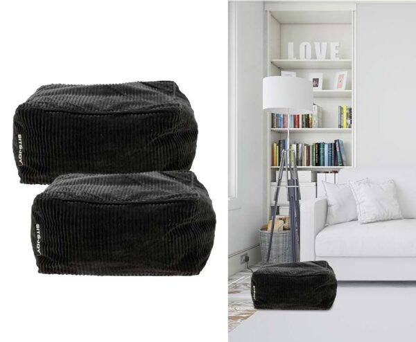 Sit & Joy Zitkussen Ribstof Zwart - Vandaag 1+1 GRATIS! ...