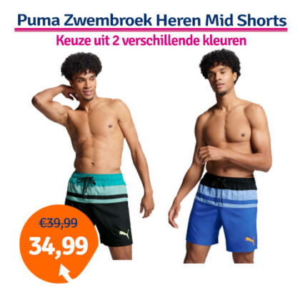 Dagaanbieding Puma Zwembroek Heren Heritage Stripe Mid Shorts