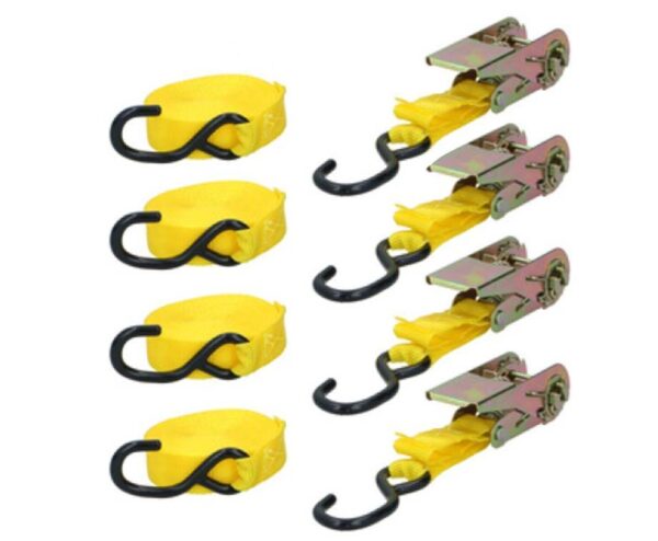 4-Delige Set Spanbanden Met Ratel En S-Haak - Geschikt Tot 350kg! ...