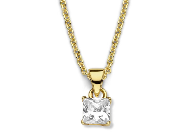 Gold plated ketting met zirkonia
