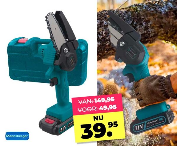 Mannsberger Hand Kettingzaag Met Accu - Superkrachtige Zaag Voor Takken En ...