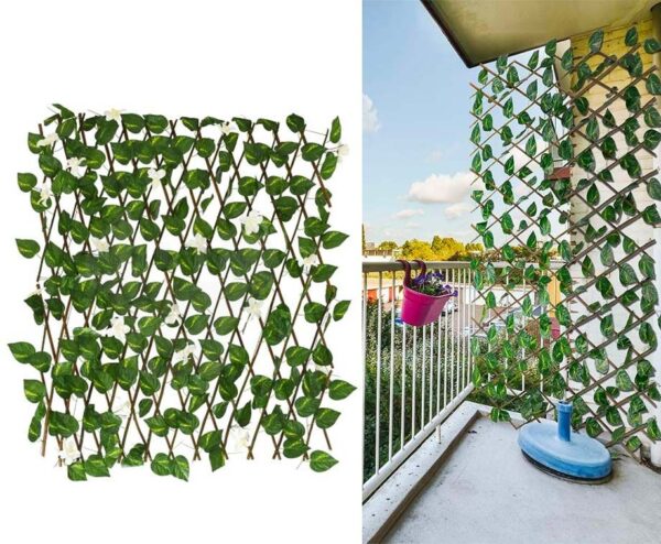 Uittrekbaar Privacyscherm Met Kunstbladeren Deluxe - Met Witte Bloemen! ...