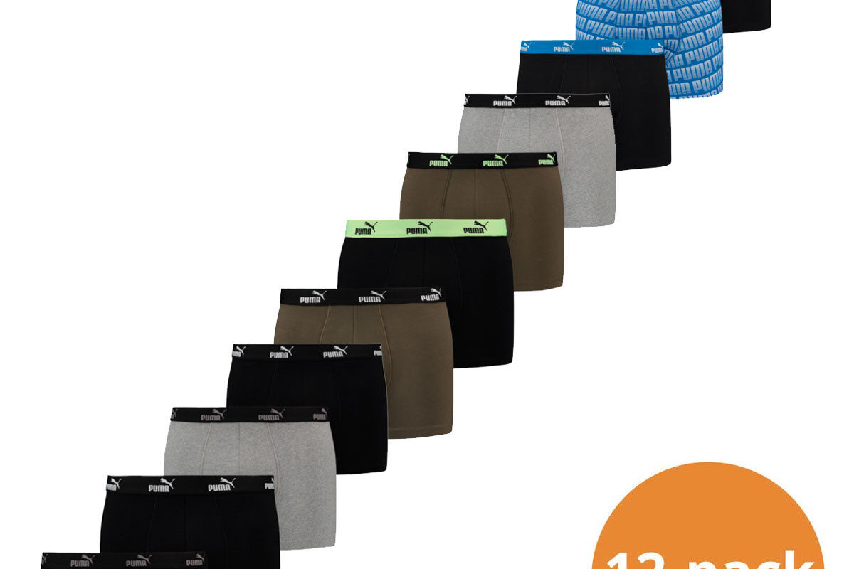 Puma Boxershorts Promo 12-pack Zwart / Groen / Blauw