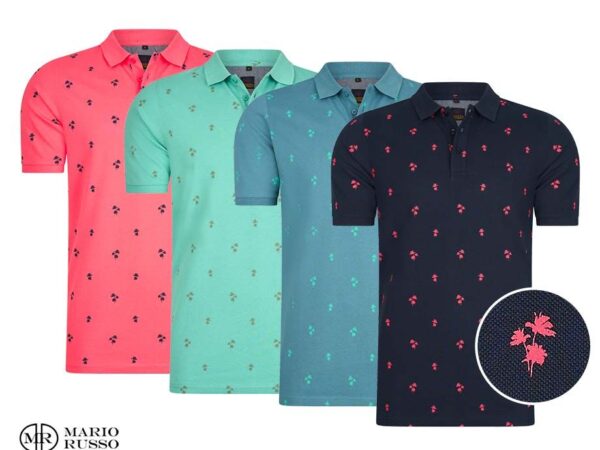 100% Katoenen Mario Russo Palm Tree Polo - In 4 Kleuren! ...