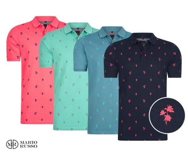 100% Katoenen Mario Russo Palm Tree Polo - In 4 Kleuren! ...