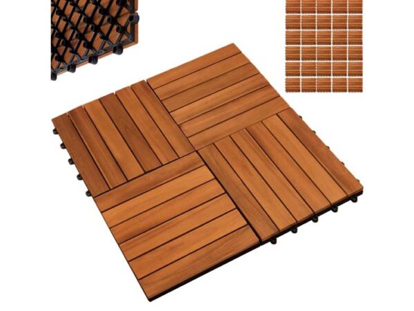 Gardentiles houten tuintegels - terrastegels 30 x 30cm = Pakket van 4