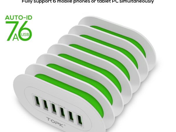 Design bureau oplader met 6 USB aansluitingen