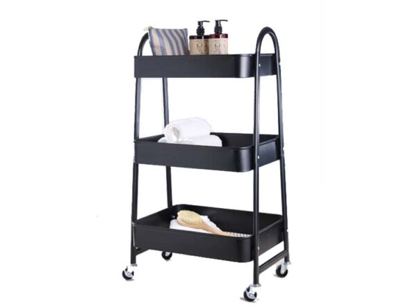 Day Trolley 3 laags - 44x30x79cm - RVS - Zwart