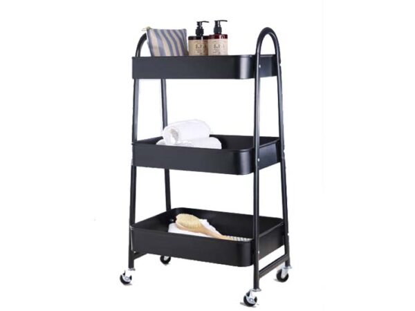 Day Trolley 3 laags - 44x30x79cm - RVS - Zwart