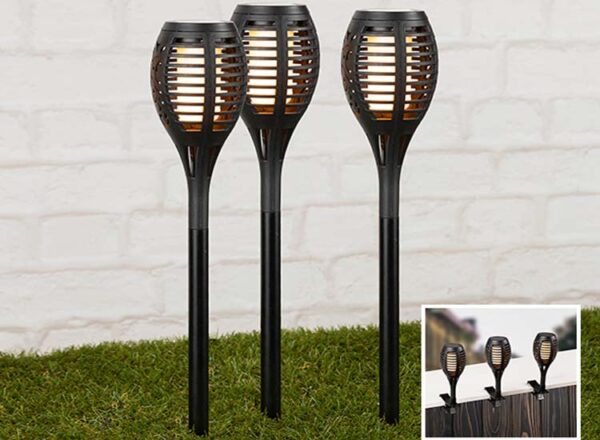 HI Solar led tuinlampen met vuursimulatie - 3 stuks