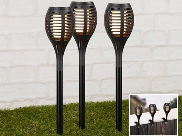 HI Solar led tuinlampen met vuursimulatie - 3 stuks