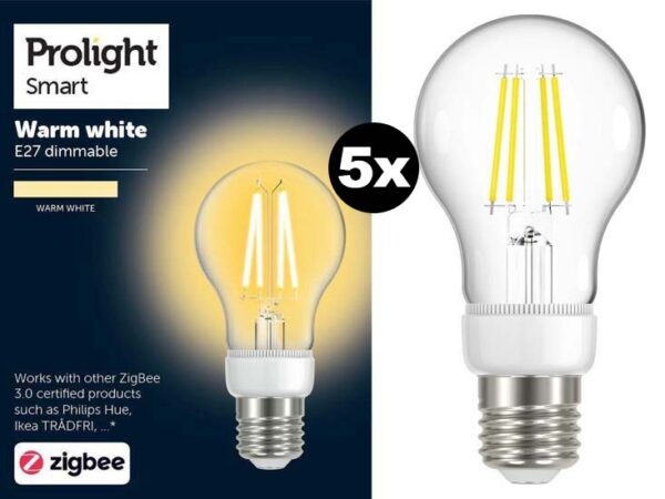 Prolight Zigbee Smart ledlamp - E27 - warm white - 5 stuks