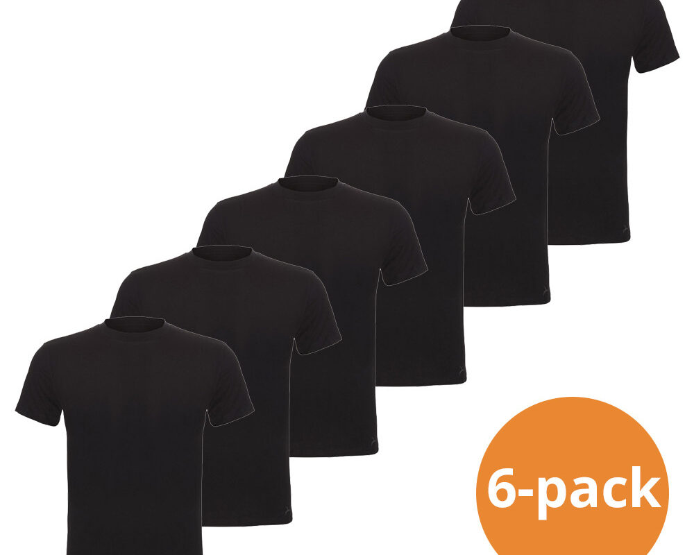 Cavello Basic T-Shirts Zwart Ronde Hals 6-pack