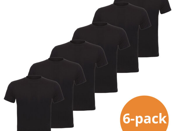Cavello Basic T-Shirts Zwart Ronde Hals 6-pack