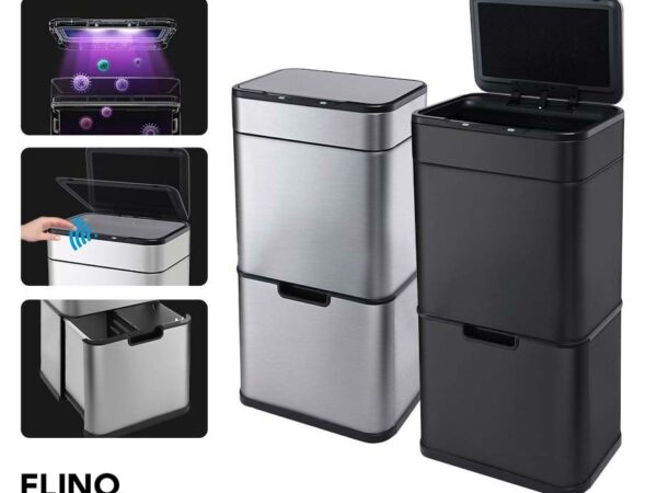 FlinQ Luxe Prullenbak Met Sensor 60L - Verwijdert Nare Luchtjes Met UV-Lich ...