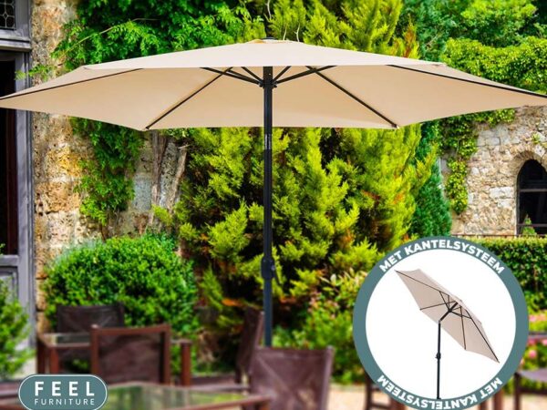 Feel Furniture XXL Parasol 3 Meter Crème - Met Kantelfunctie! ...