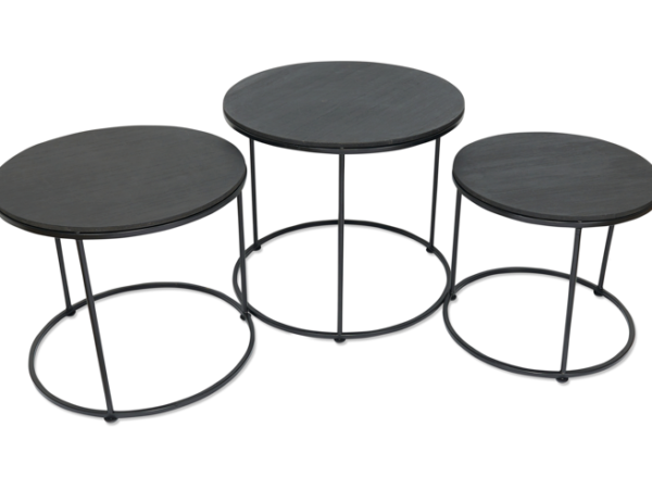 Fitz Living Salontafels - Ronde bijzettafels - Bijzettafels - 3 Stuks - Zwart
