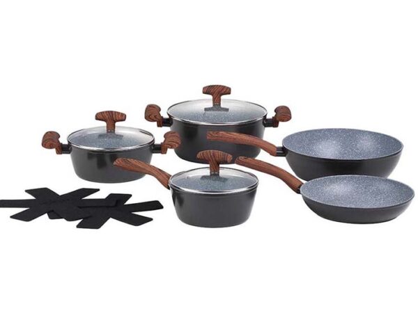 Michelino Nora Pannenset - RVS Pannen - Geschikt voor alle warmtebronnen - Maple Wood