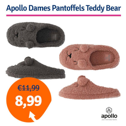 Dagaanbieding Apollo Dames Pantoffels Teddy Bear (Roze of Antraciet)